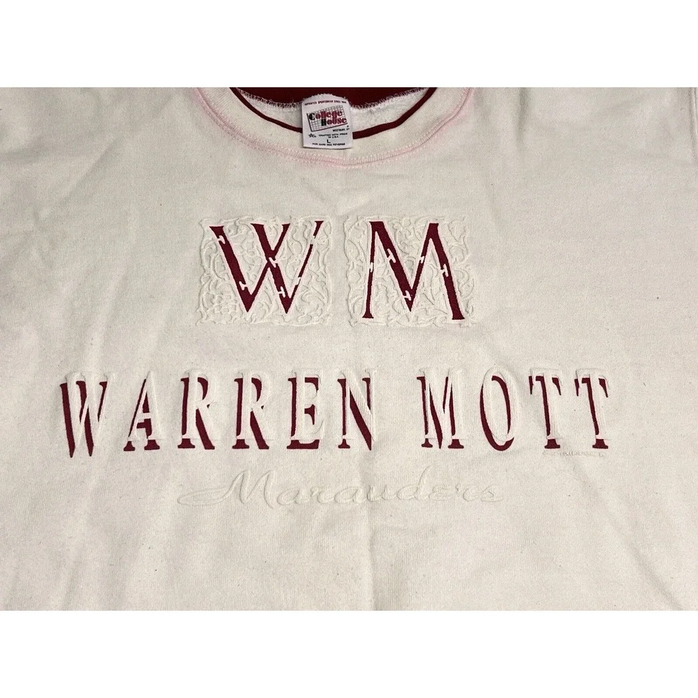 Vtg 90s School Crewneck Warren Mott Marauders Sweatshirt USA Made Double‎ Neck L